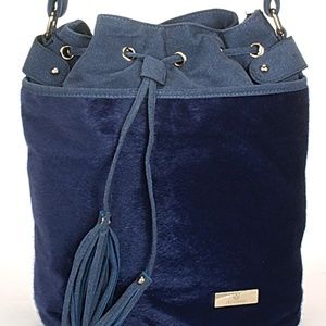 CROSSBODY HANDBAG, BLUE BAG, FUR BAG